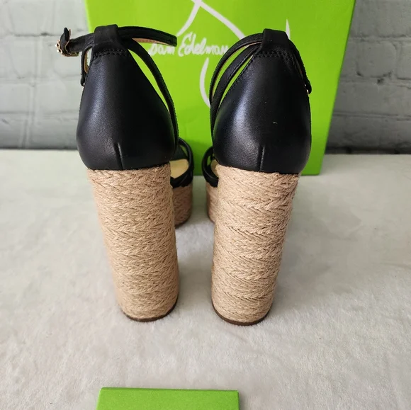 Sam Edelman Kade Leather Espadrille Strappy Platform Heels - Picture 7 of 12